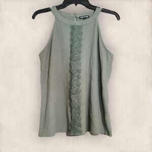 Cable and Gauge Green Boho Floral Lace Halter Top X-Large